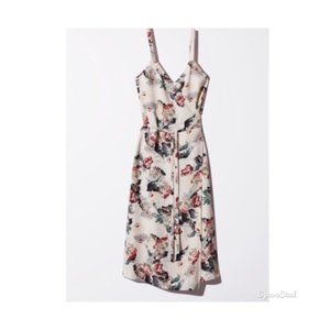Aritzia Floral Midi Dress - Cream and Red